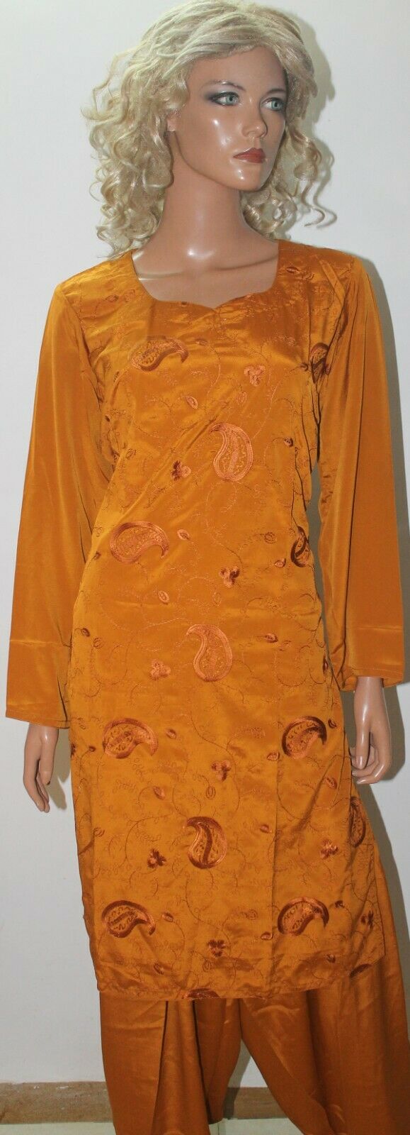 Brown Embroidered Crepe Summer Collections Salwar kameez Chest Size 44