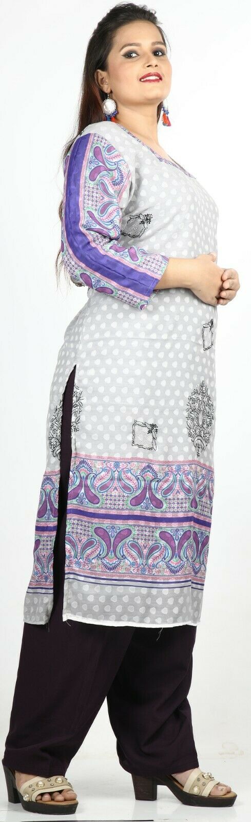 Ivory Stitched Ready Made Salwar Kameez chest 46 Full sleeves Fast ship New