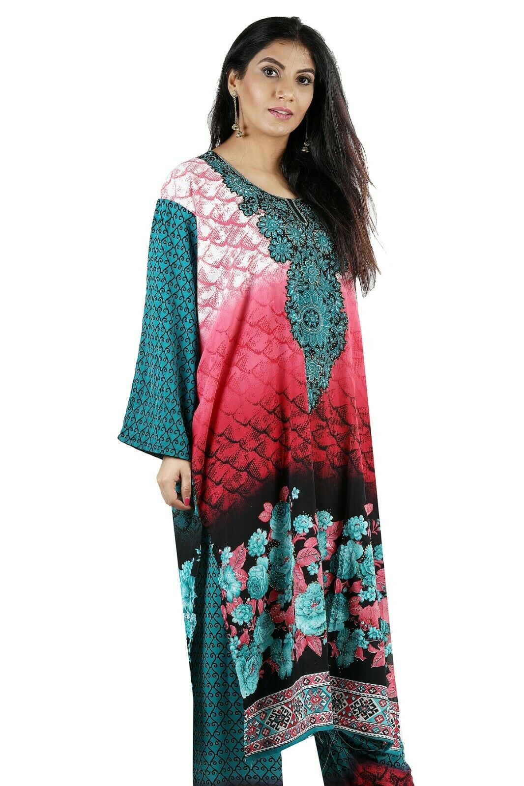 Blue Printed Designer Salwar kameez Kurta Chest Plus size 56 Fast ship 5 day