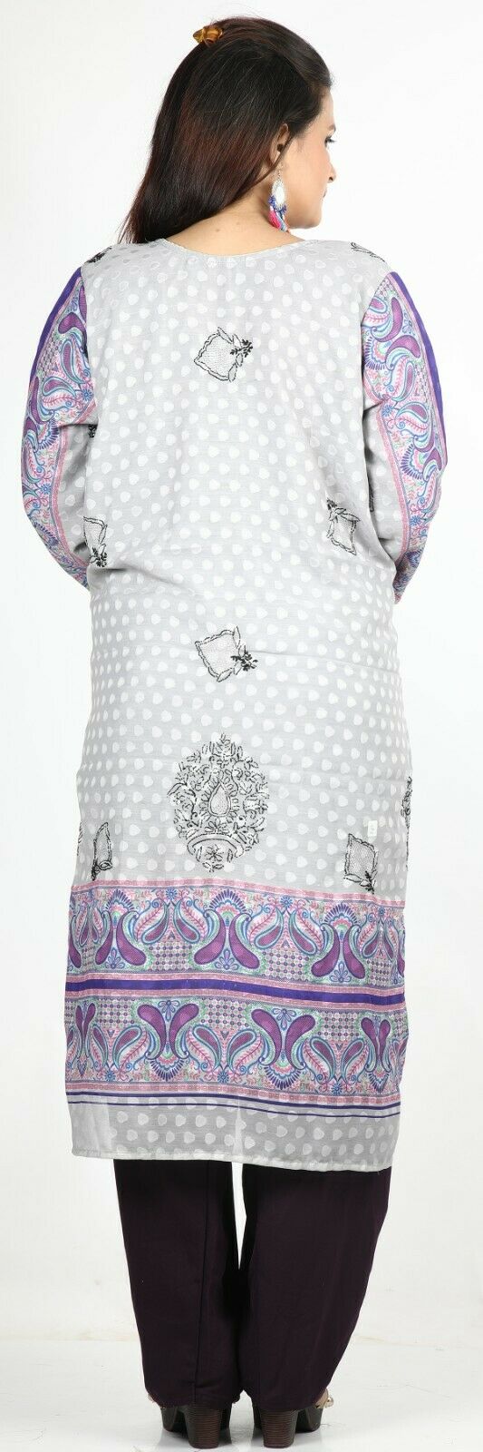 Ivory Stitched Ready Made Salwar Kameez chest 46 Full sleeves Fast ship New