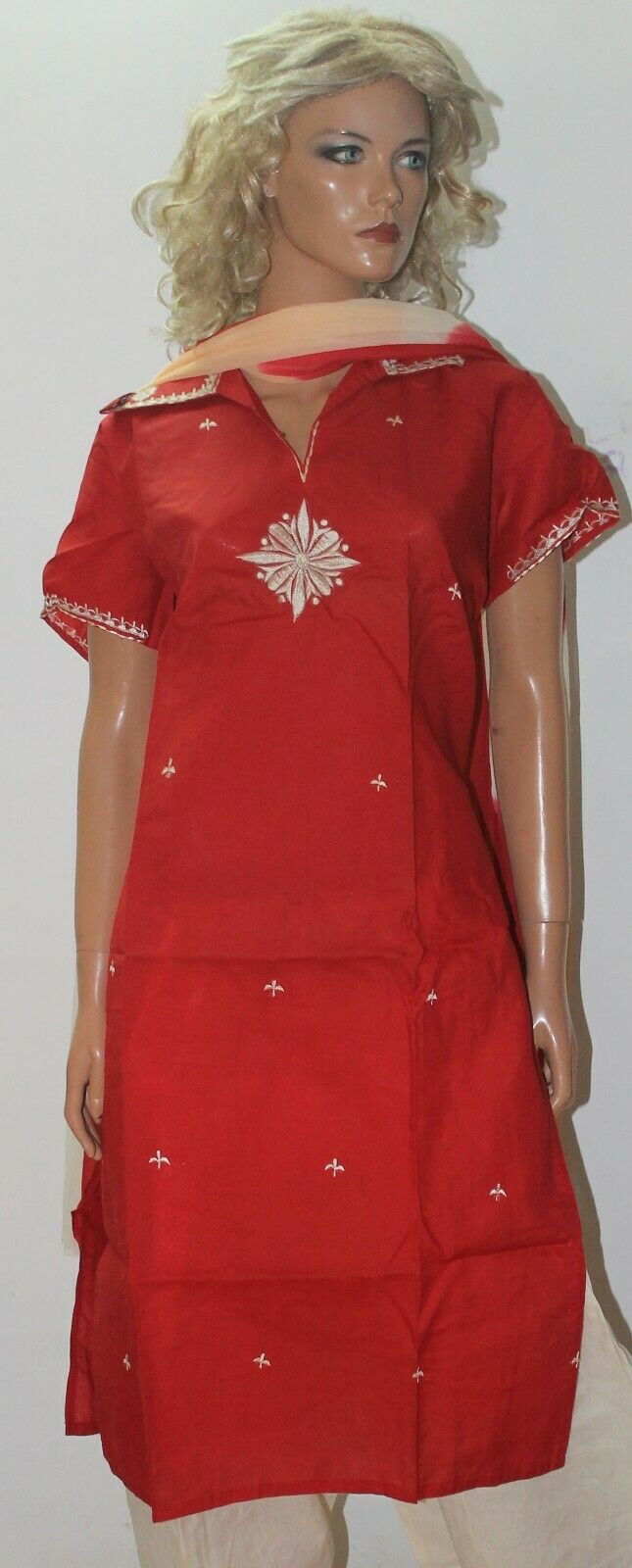 Red cotton Salwar Kameez Suit Set Dress Chest size 42