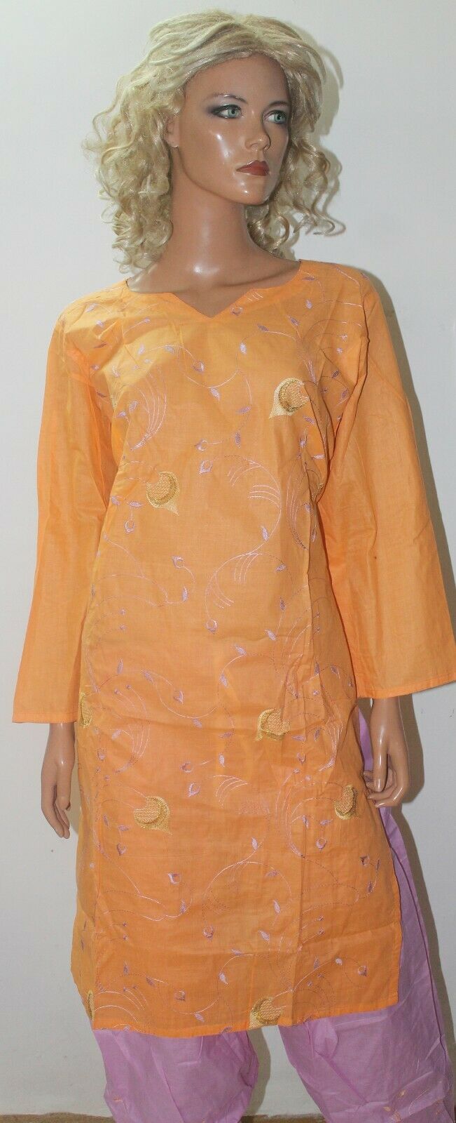 Orange Embroidered Cotton Summer Collections Salwar kameez Chest Size 48