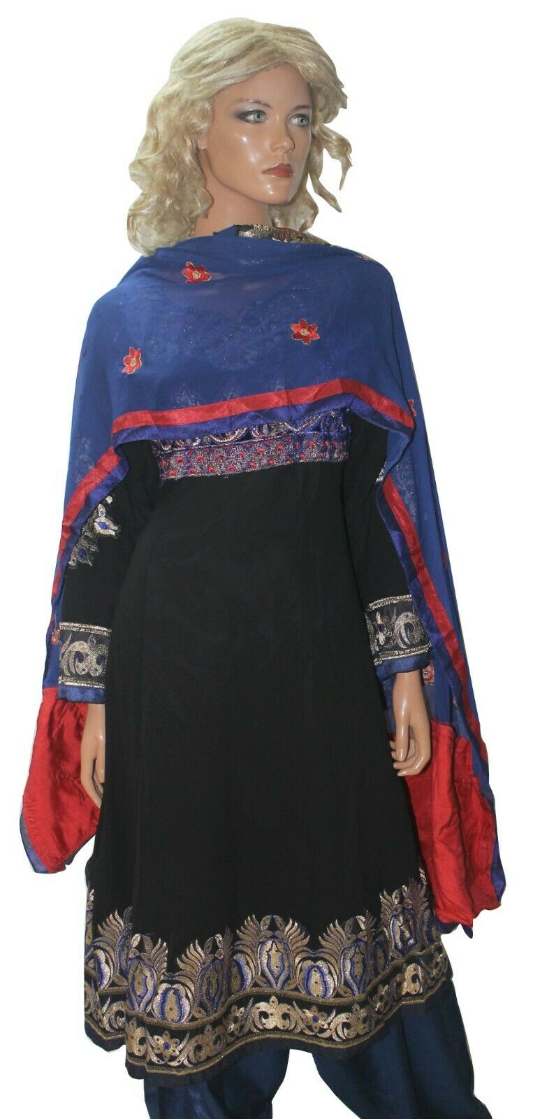 Black Boutique Chiffon Ready Made Anarkali chest 46 Stitched Fast ship New