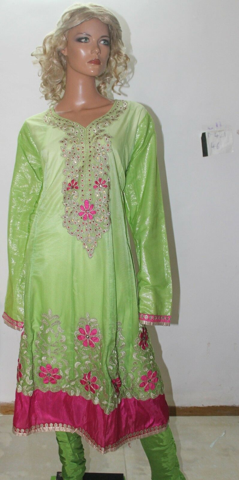 Lime Green Designer Anarkali By Manha Patel Dress chest size 46