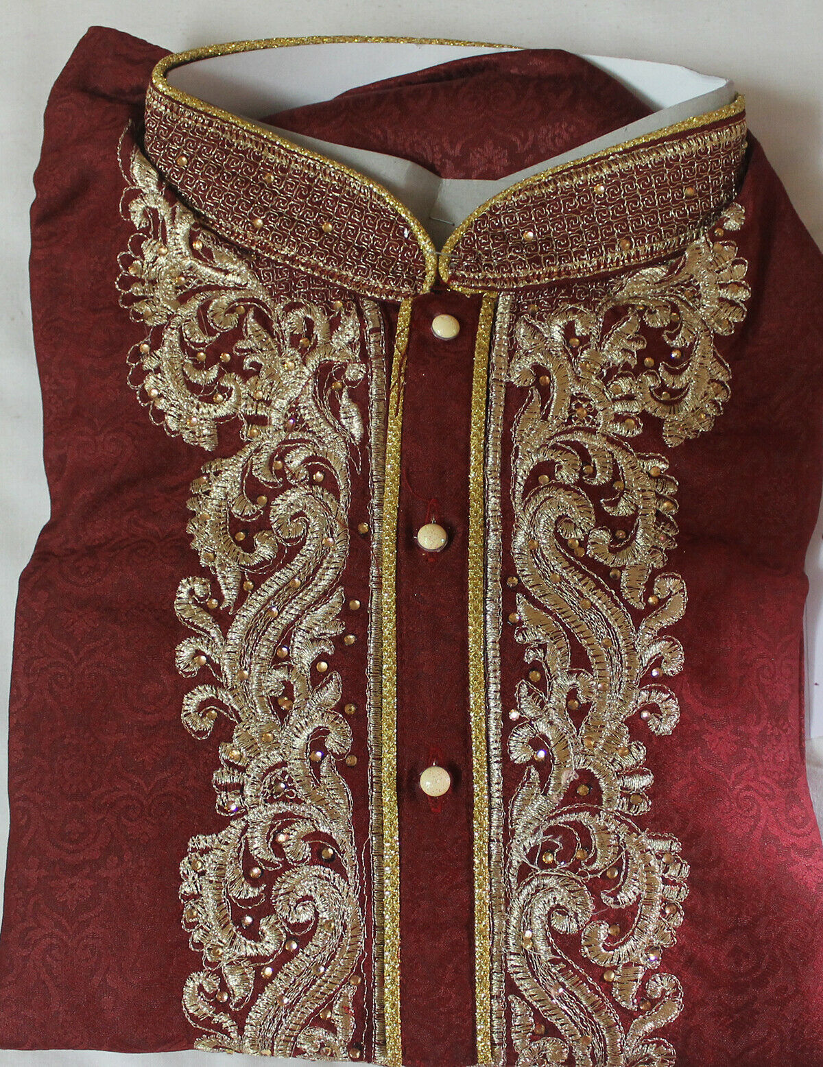 Burgundy Men Kurta Sherwani Set New Outfit Wedding Festival Ethnic Clothing