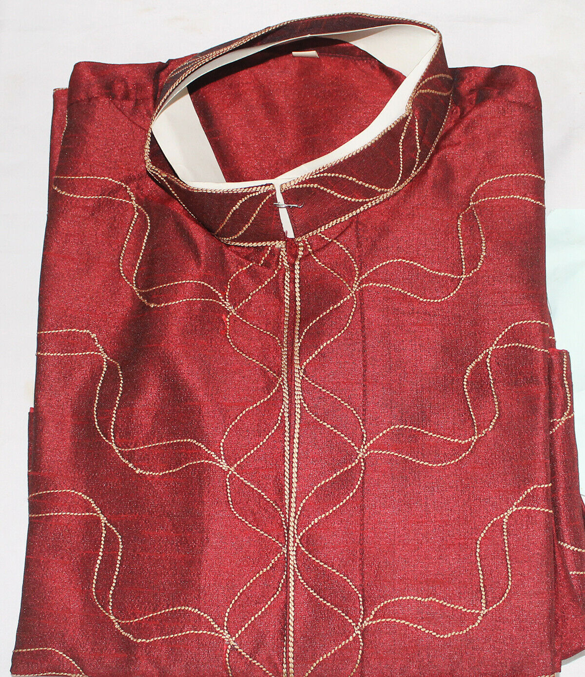 Burgundy Embroidered Sherwani Indian Mens Kurta Pajama Set Three pieces