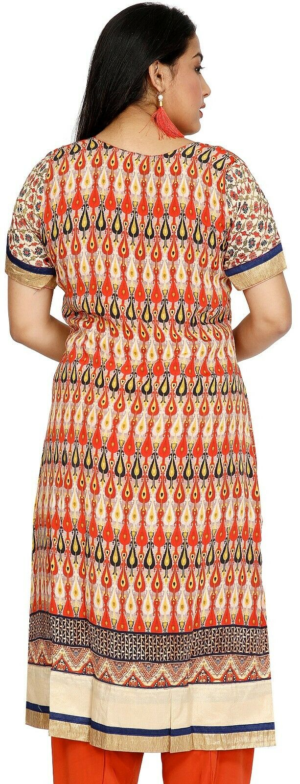 Orange Crepe Designer Ethnic Indian Salwar kameez chest size 50