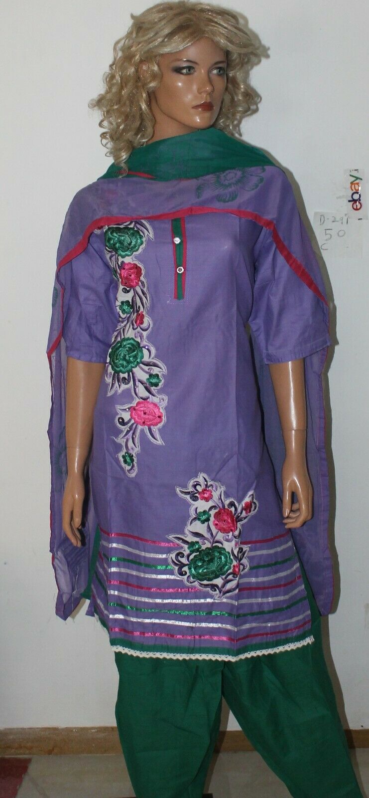 Purple Designer Short sleeves Cotton Summer Salwar kameez Stitched Plus size 50
