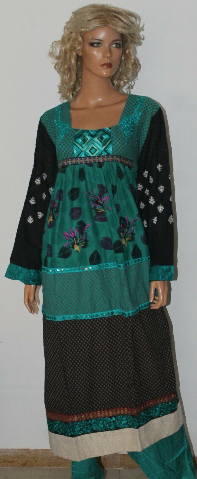 Green Boutique Wear Cotton Summer Salwar suit Anarkali Dress Plus size 52
