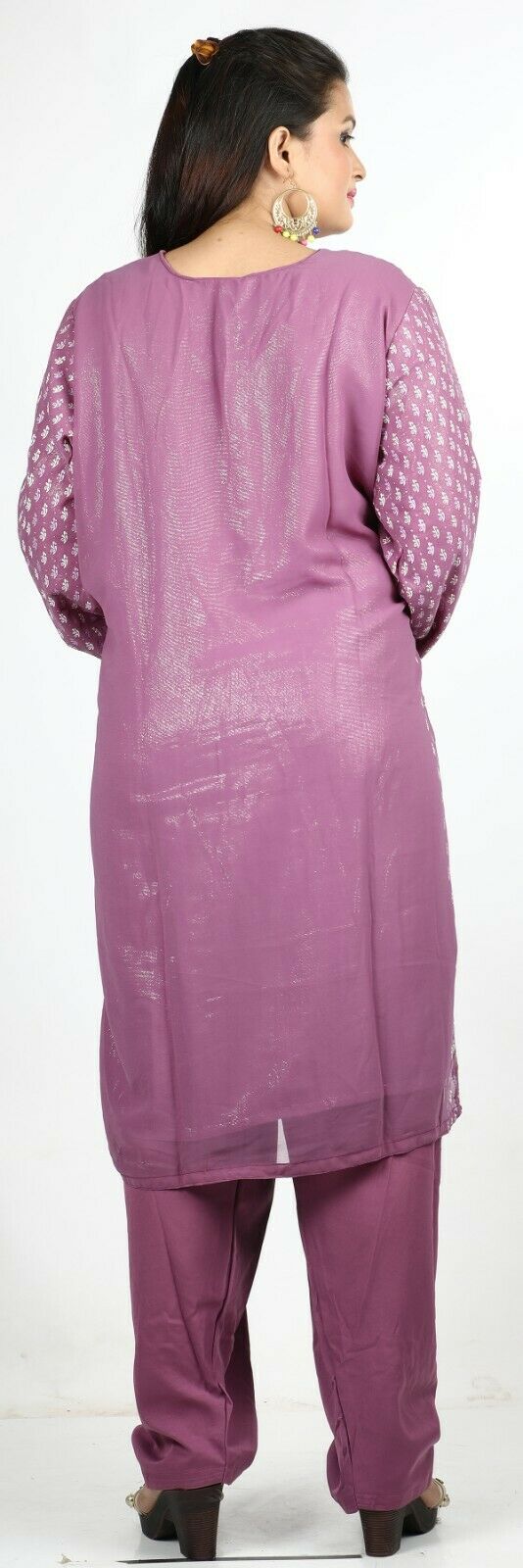 Purple Print Summer Salwar Kameez Plus chest 50 Stitched Ready to Wear New