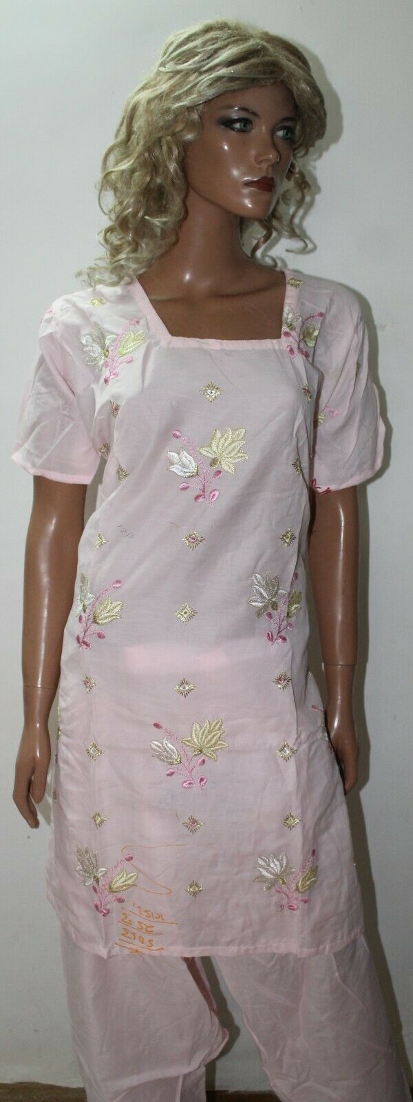 Baby Pink Embroidered Cotton Bollywood Collections Salwar kameez Chest Size 46