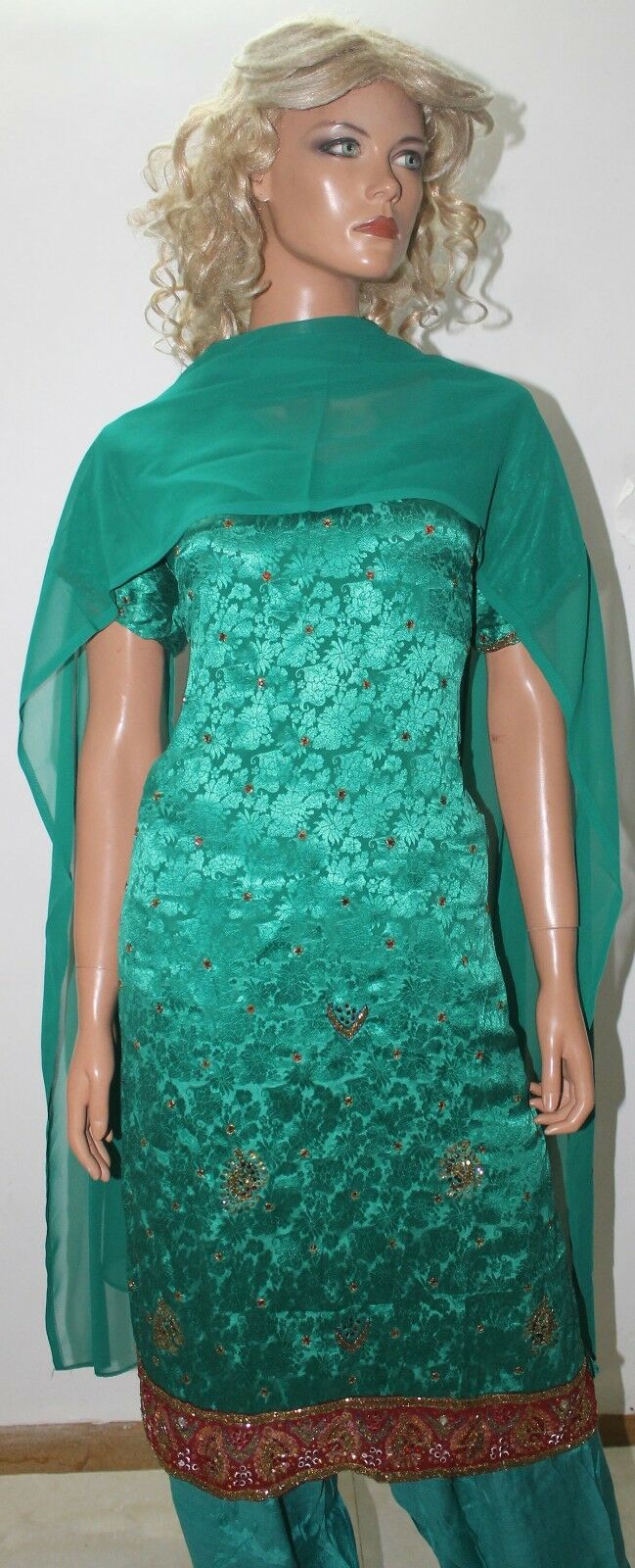 Green Shinny Wedding Indian Salwar kameez Dress Plus size 50 By Noor Designs