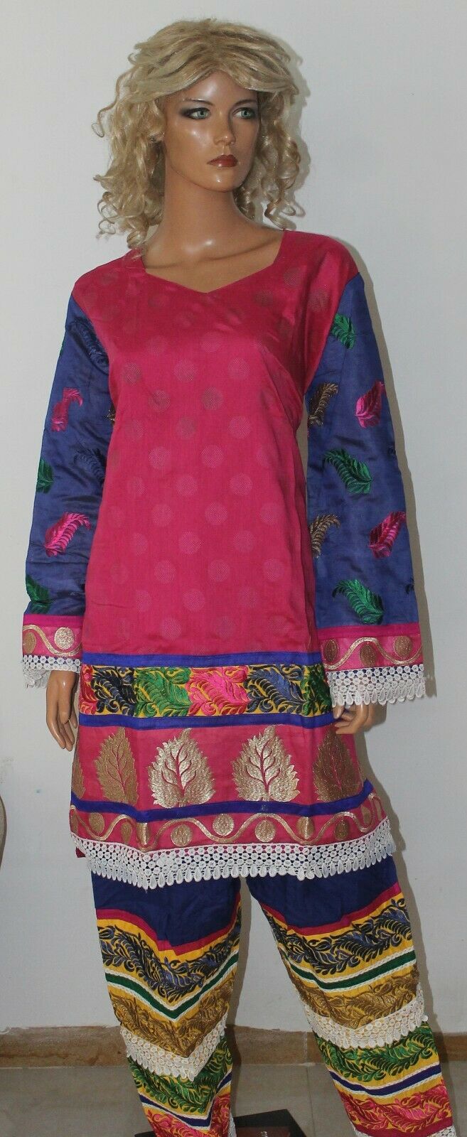 Pink Boutique Wear Embroidered Stitch Cotton Summer Salwar kameez Plus size 52