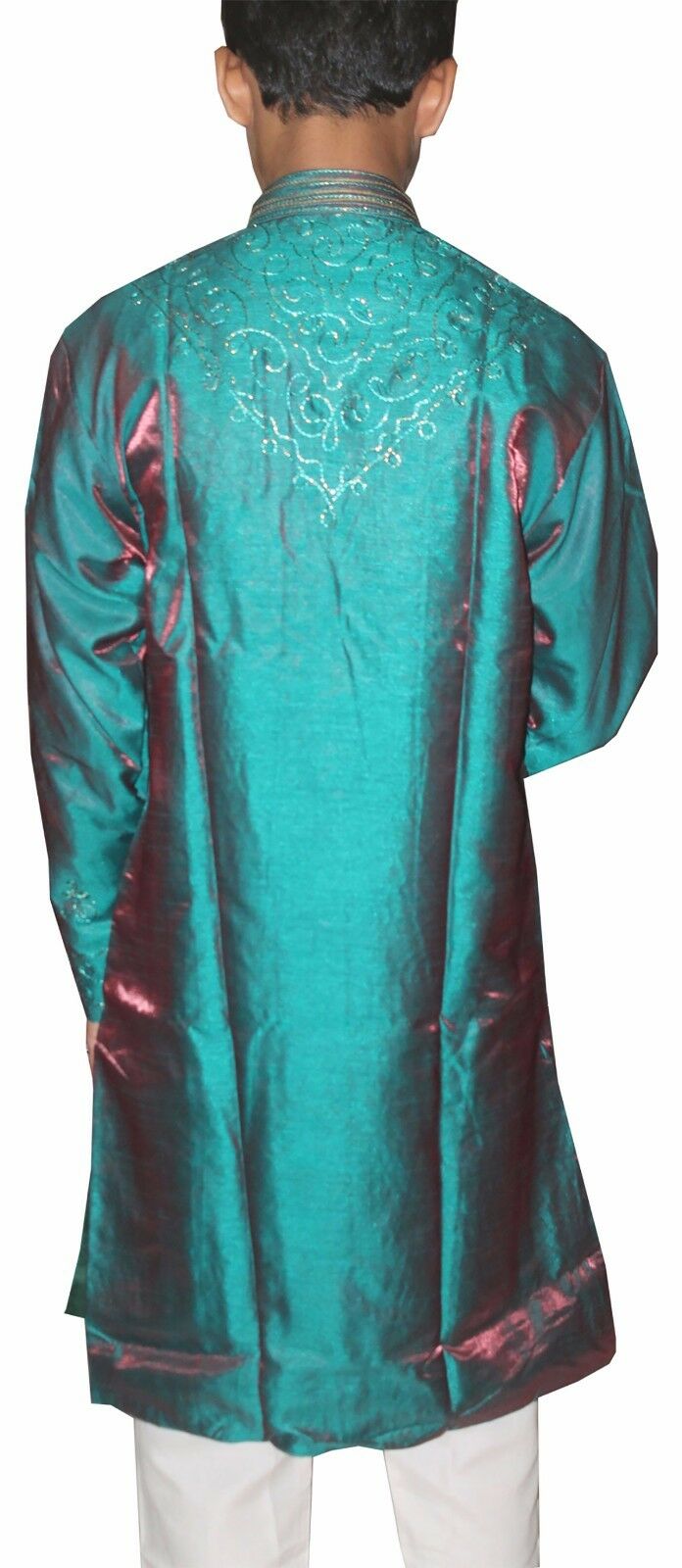 Green Silk Boys Kurta salwar kameez sherwani 2 pc Free shawl all sizes