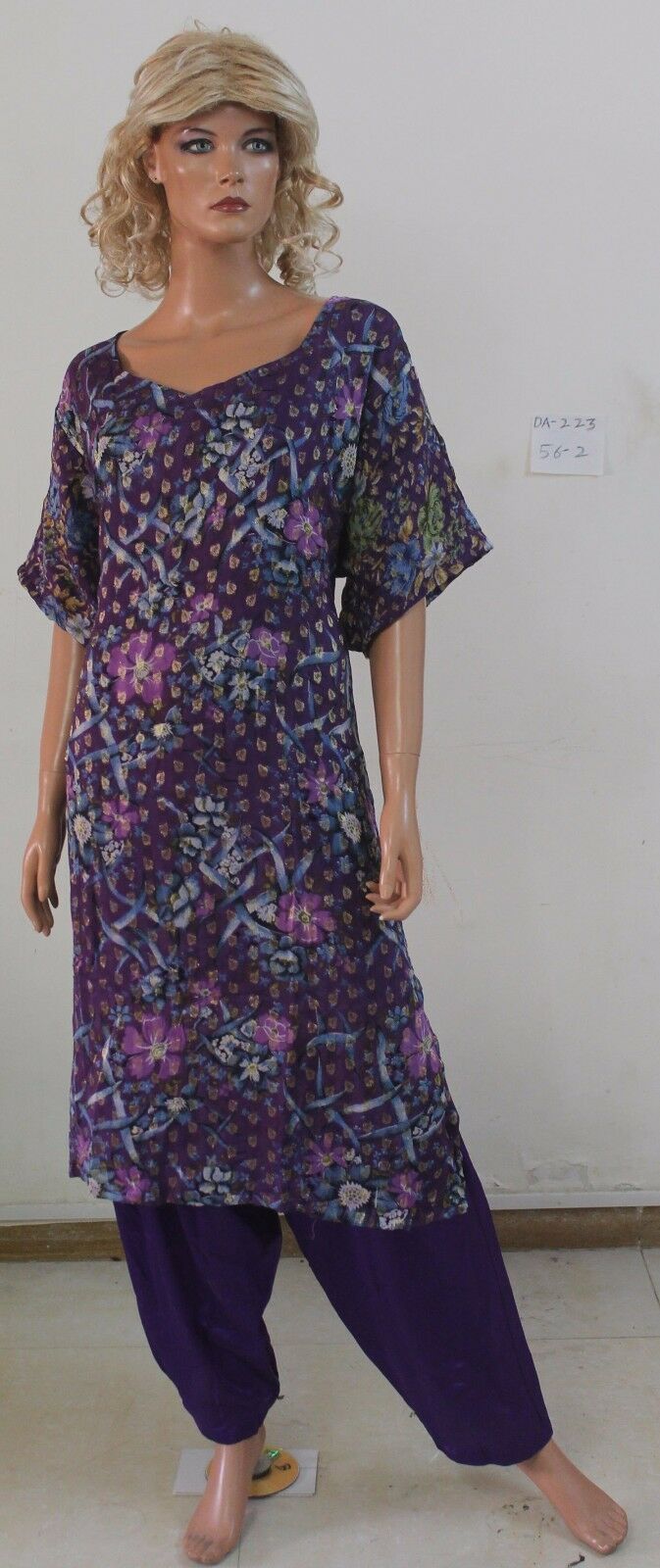 Purple Salwar kameez Plus size DA-223 Crepe Indian Plus size 56