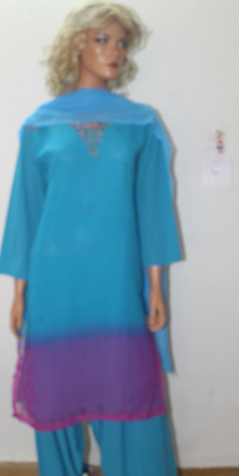 Blue Chiffon Salwar Suit Set By Inayah Patel chest size 40