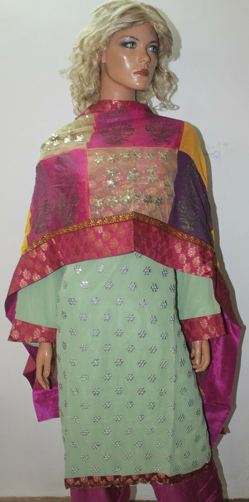 Green Embroidered Ready To Wear Wedding Collections Salwar kameez Plus Size 54
