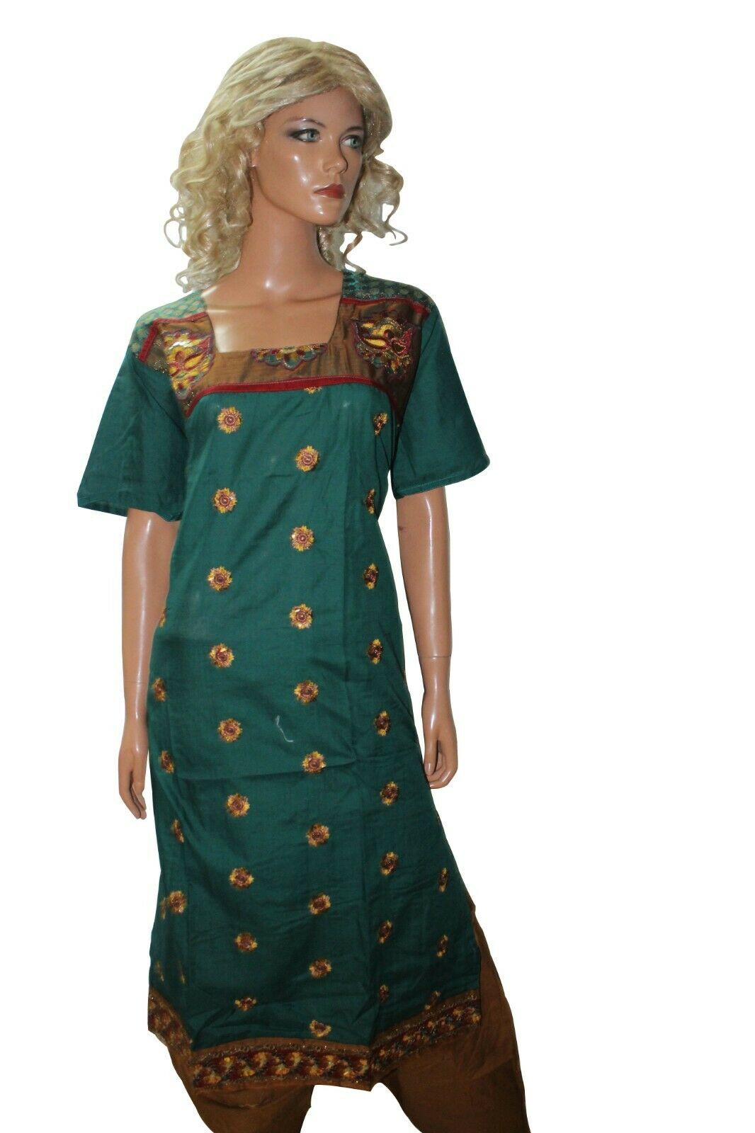 Green Cotton Ready Wear Salwar Kameez chest Size 48 Full sleeves
