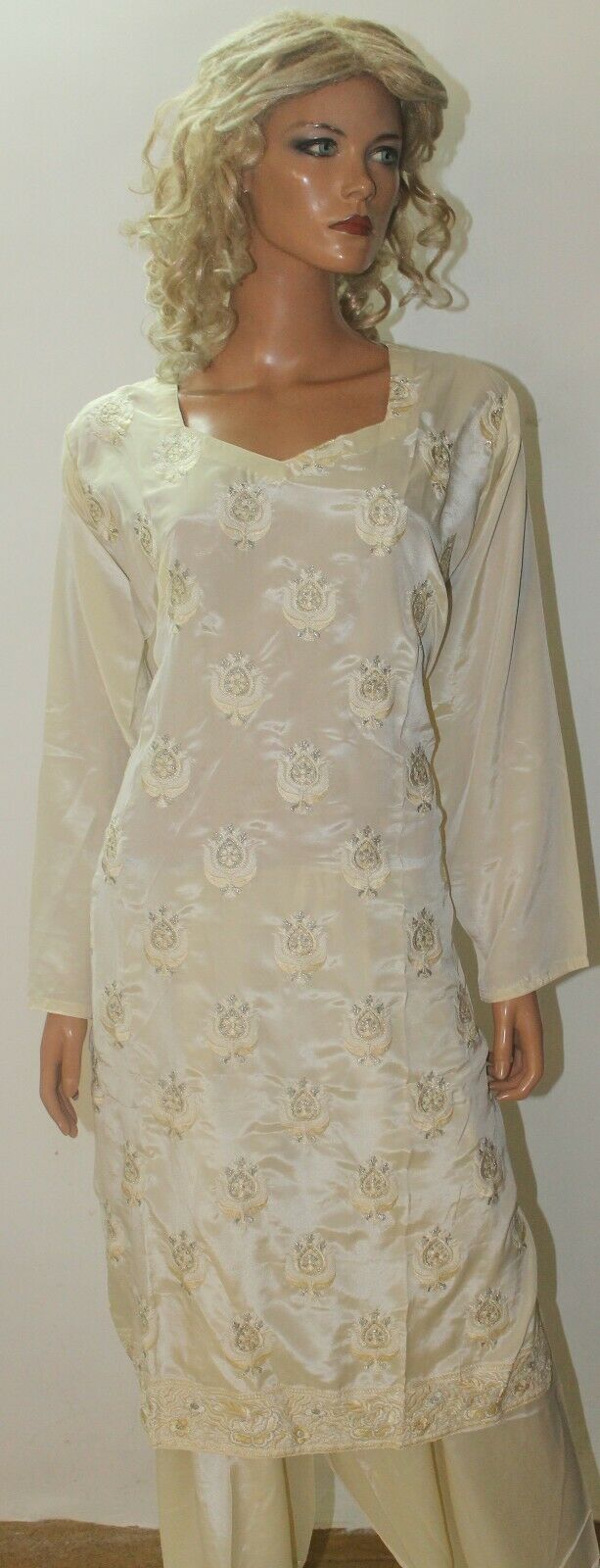 Ivory Bollywood Shinny crepe Collections Wedding Stitched Salwar kameez Plus Size 50