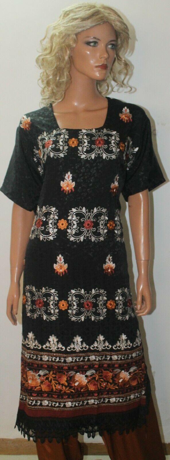 Charcoal Black Thread Embroidered Designer Salwar kameez Plus size 56