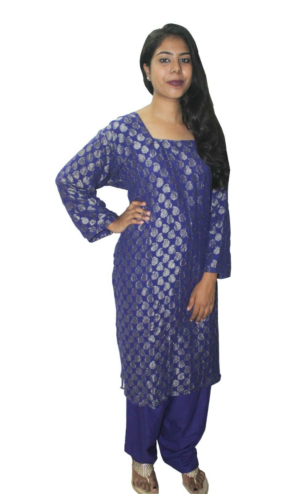 Blue Designer Salwar kameez Kurta Dupatta pakistani Suit Plus Size 50