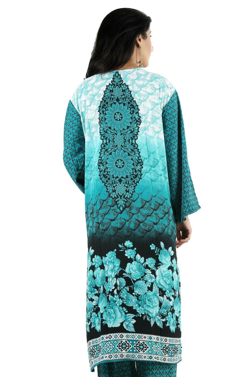Blue Printed Designer Salwar kameez Kurta Chest Plus size 56 Fast ship 5 day