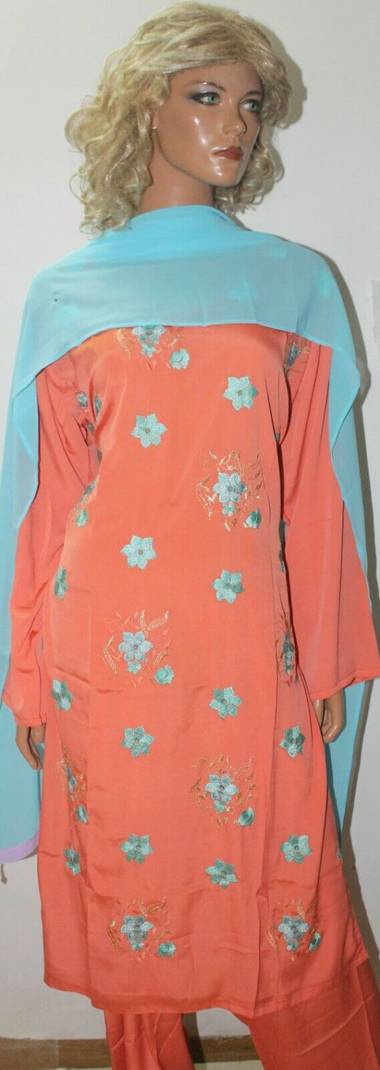Melon Floral  Embroidered Kurta Dupatta  Dress Suit  Salwar kameez Plus size 48