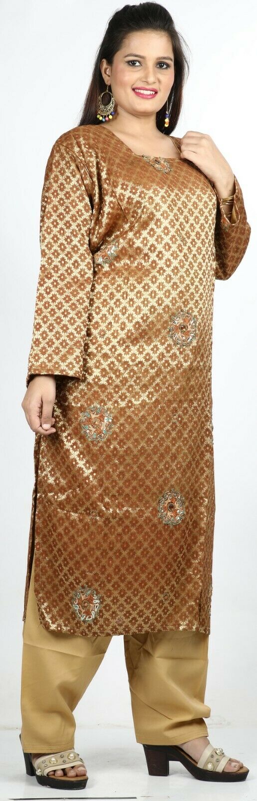 Brown Indian Wedding party Salwar Kameez Plus chest 52 Stitched Ready to Wear