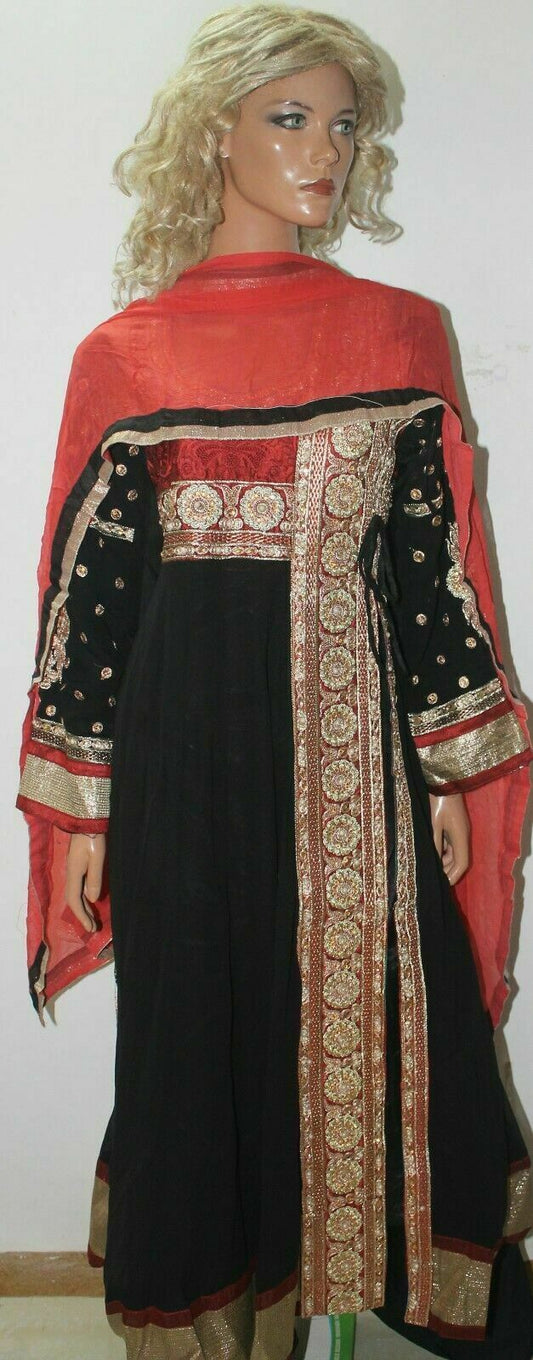 Black  Anarkali Long Gown  Designer Ethnic Indian  Salwar kameez chest size 42