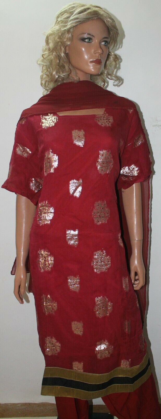 Pink Shinny Short sleeves ladies Salwar kameez dress Plus Chest size 58