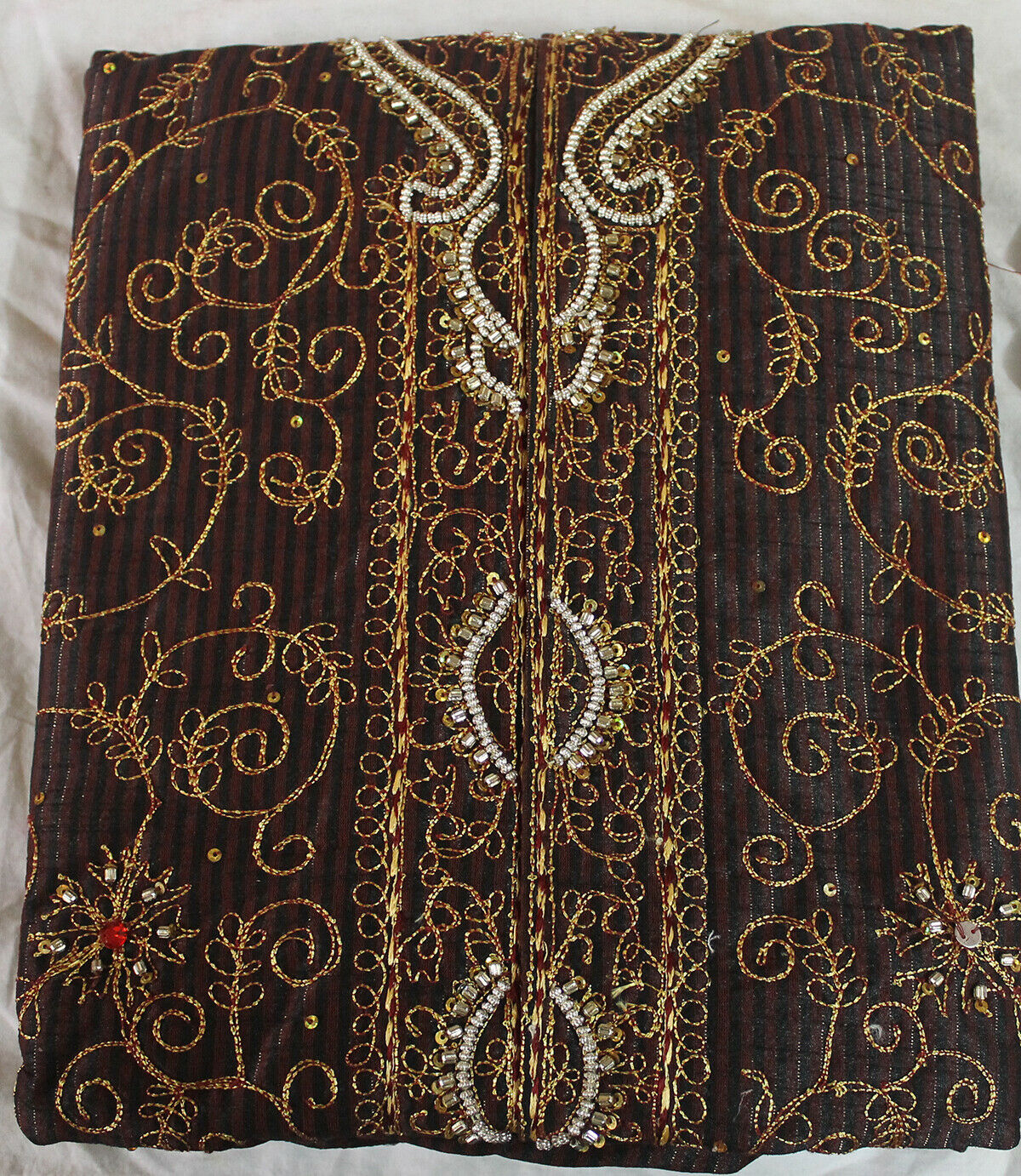 Brown Full Embroidered Beads Sherwani Kurta Pajama Set Small