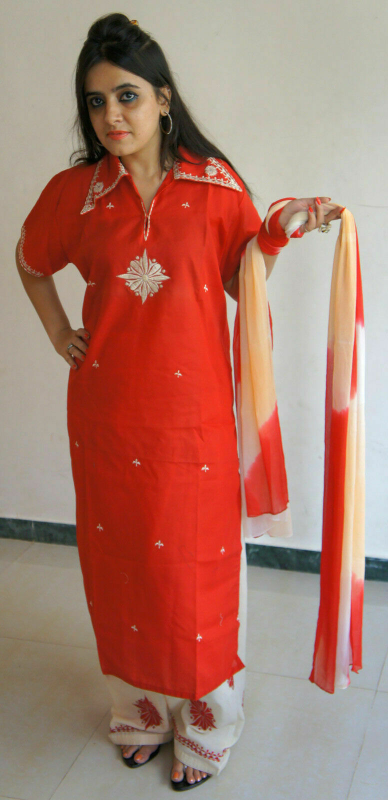 Red cotton Salwar Kameez Suit Set Dress Chest size 42