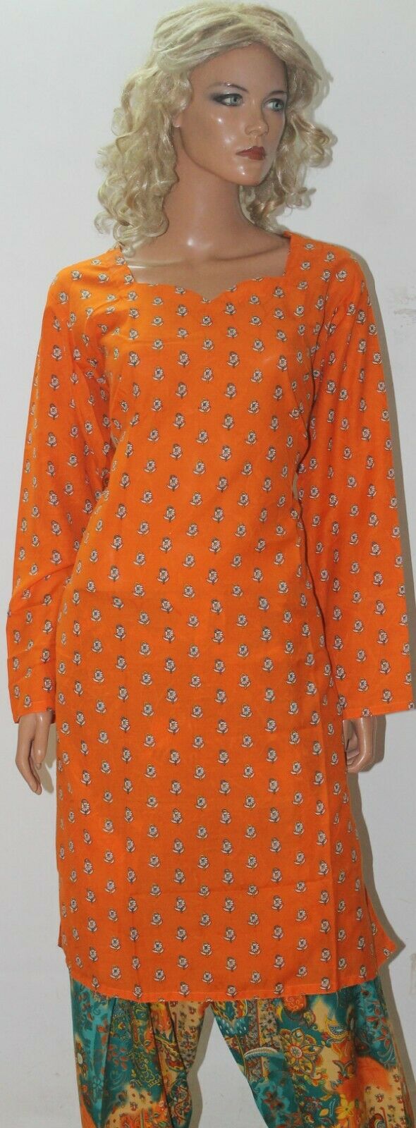 Orange Green Print Salwar Suit Set By Inayah Patel chest size 44