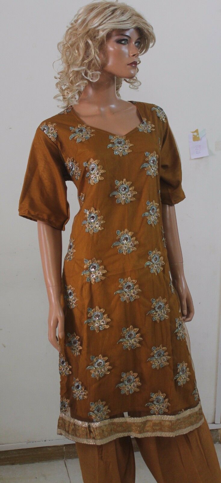 Brown Net Crepe Indian Salwar kameez Chest Size 46 New Arrivals Party Wear
