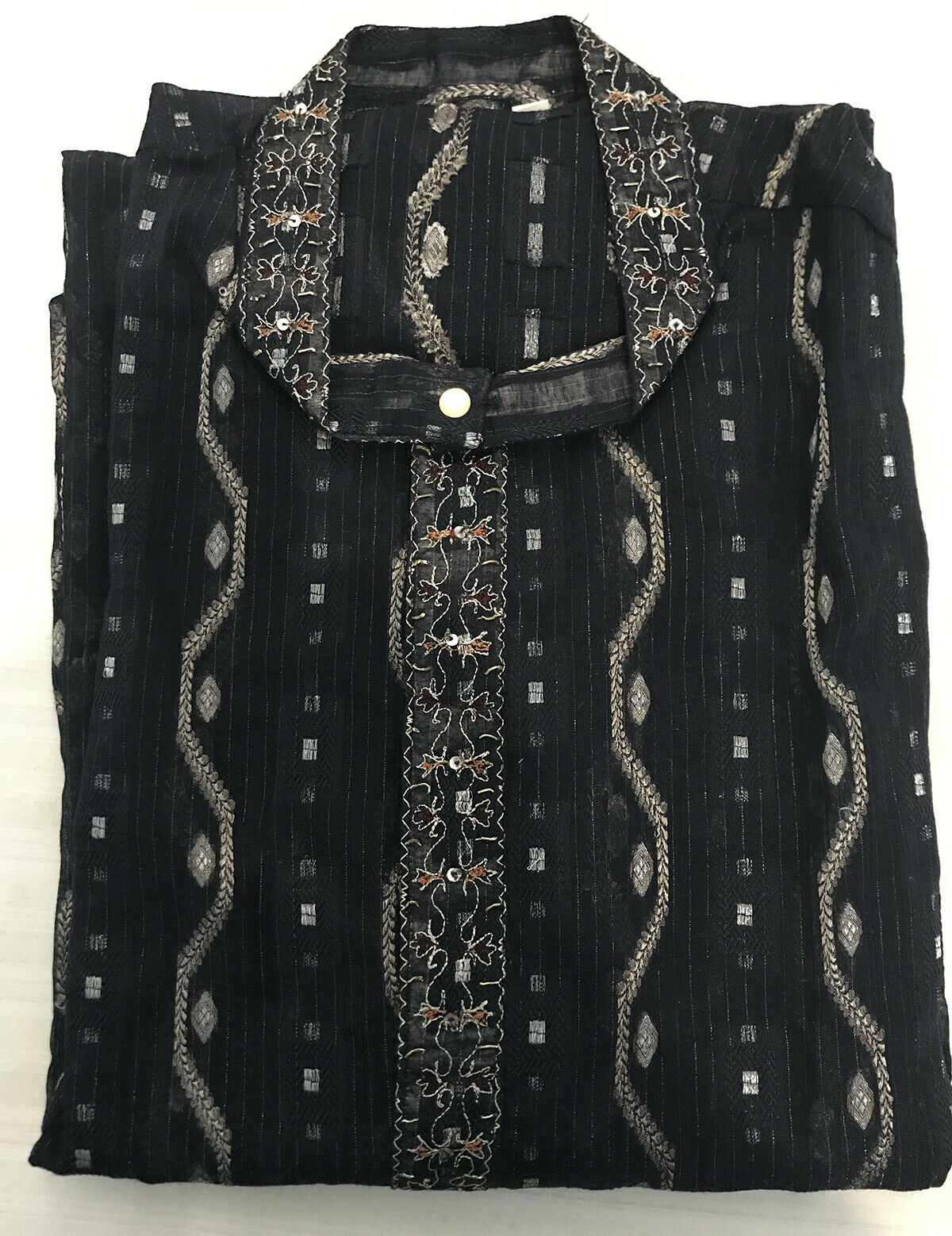 Blue  Designer Men kurta Pajama Shawl 3 piece set Fast shipping USA Size Small