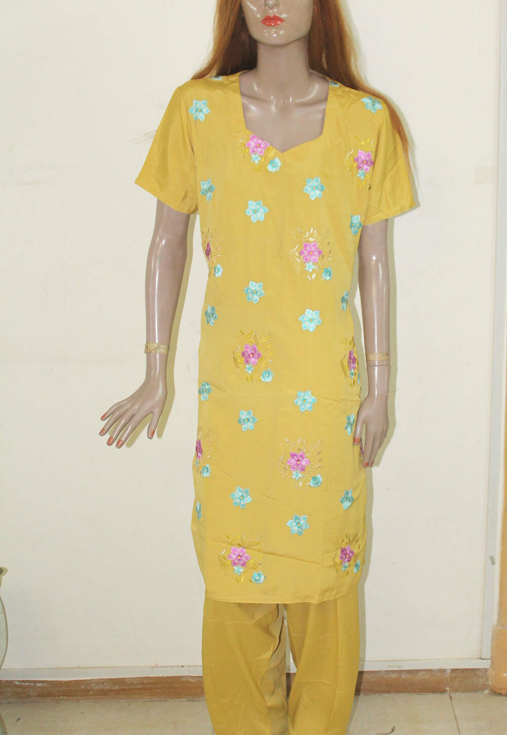 Embroidered 10 wedding party Designer salwar kameez French crepe chest sz 46