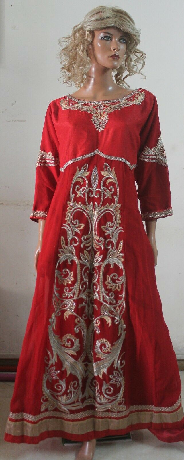 Thread Embroidered Red Hot Collections Wedding Salwar kameez Chest Size 48