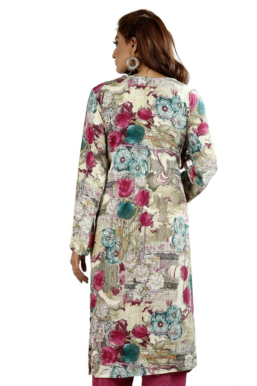 Cream Printed Designer Pakistani Traditional Dress Salwar kameez chest size 44