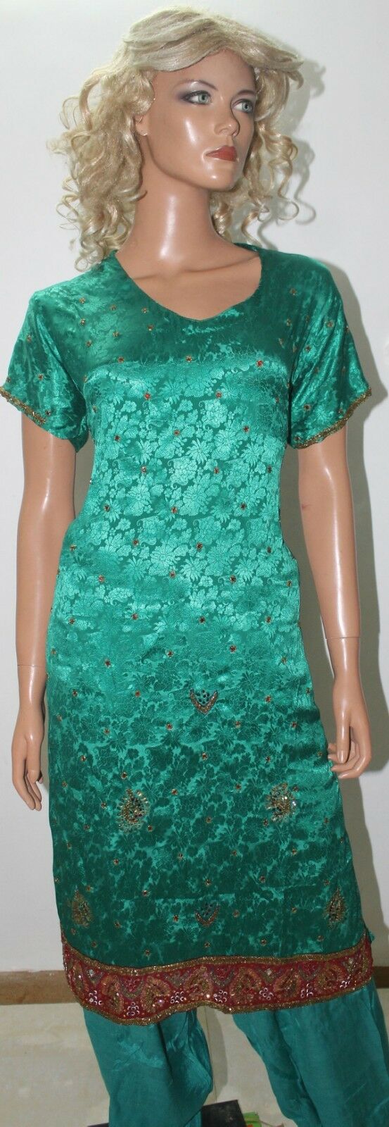 Green Shinny Wedding Indian Salwar kameez Dress Plus size 50 By Noor Designs