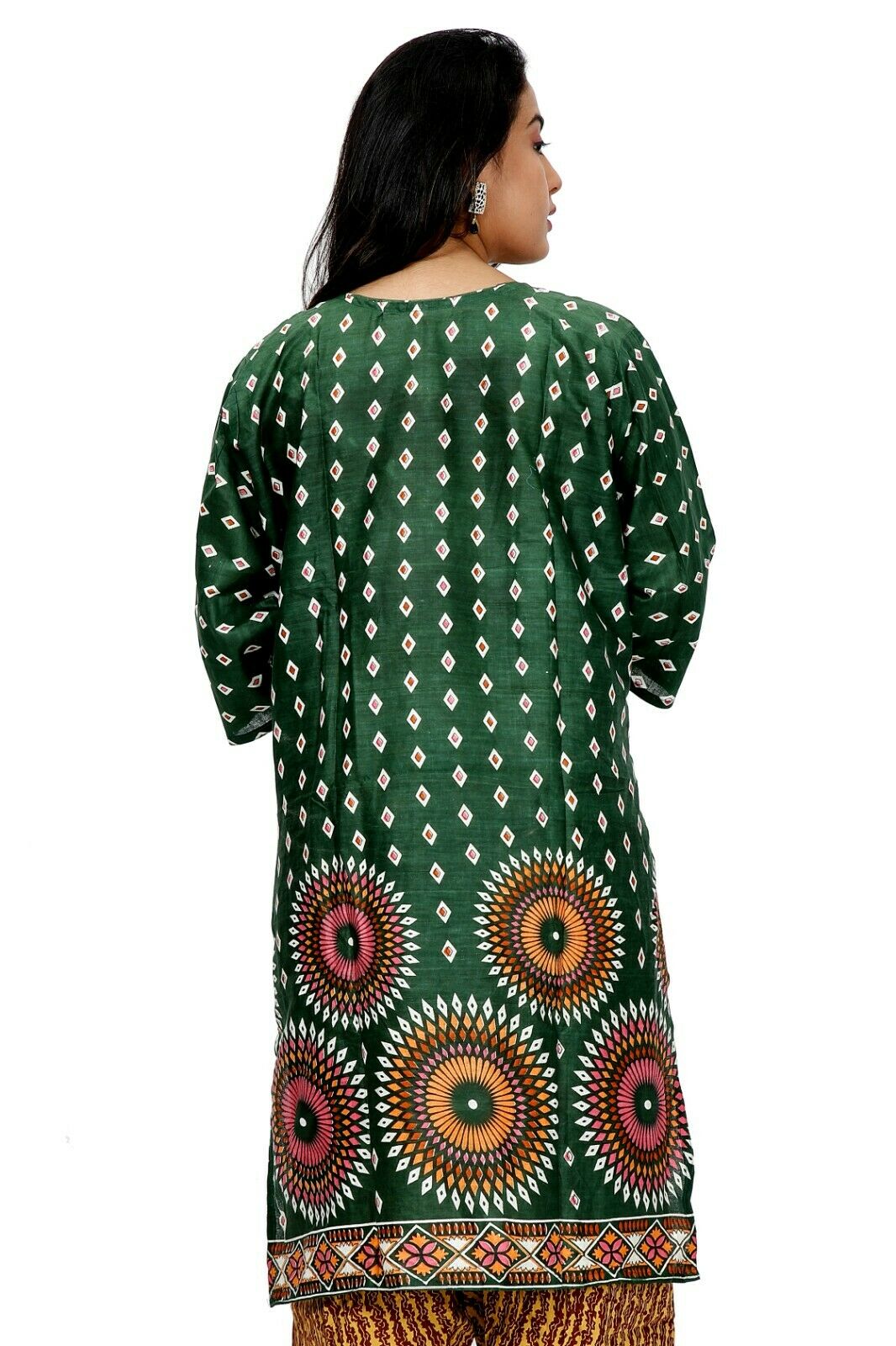 Green Cotton Designer Ethnic Full Sleeves Salwar kameez chest size 50