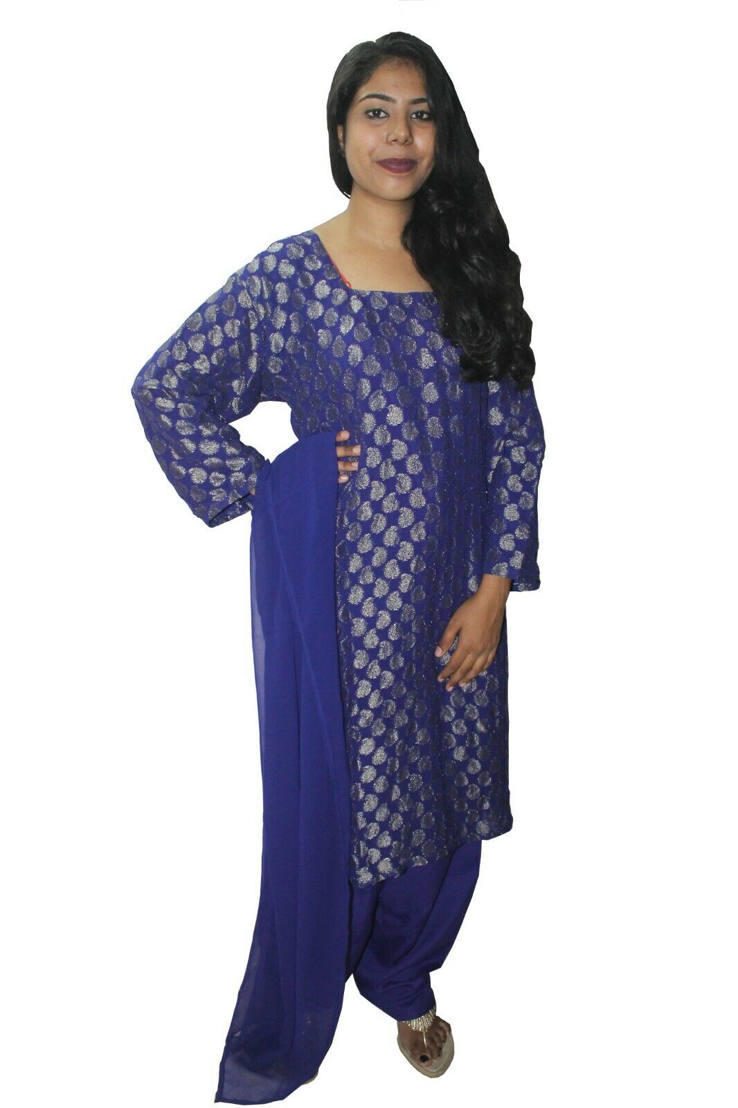 Blue Designer Salwar kameez Kurta Dupatta pakistani Suit Plus Size 50