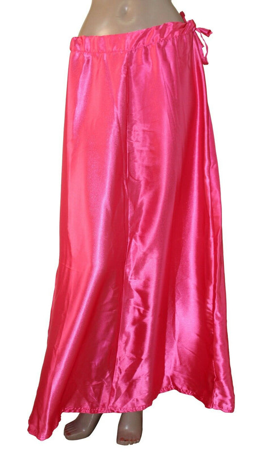 Hot Pink satin Sari saree Petticoat Underskirt slip