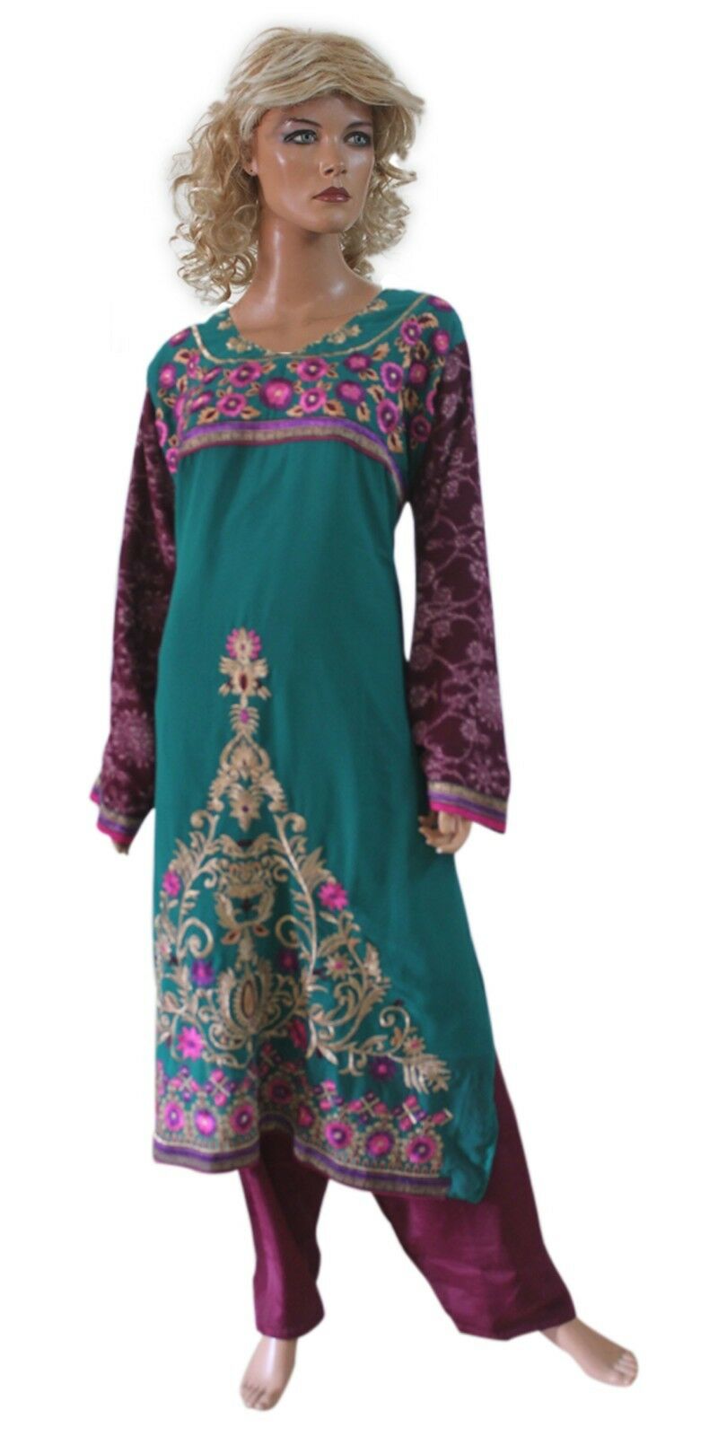Green Purple Evening Dress salwar kameez Designs By Noor Plus size 56
