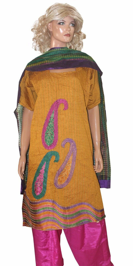 Yellow Pink   Designer Cotton   Salwar kameez Plus Size 52  New Arrivals Ap22