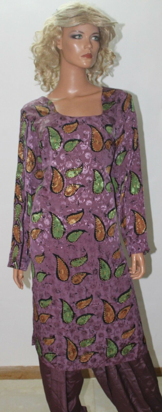 Purple Crepe Printed Kurta set Plus size 52