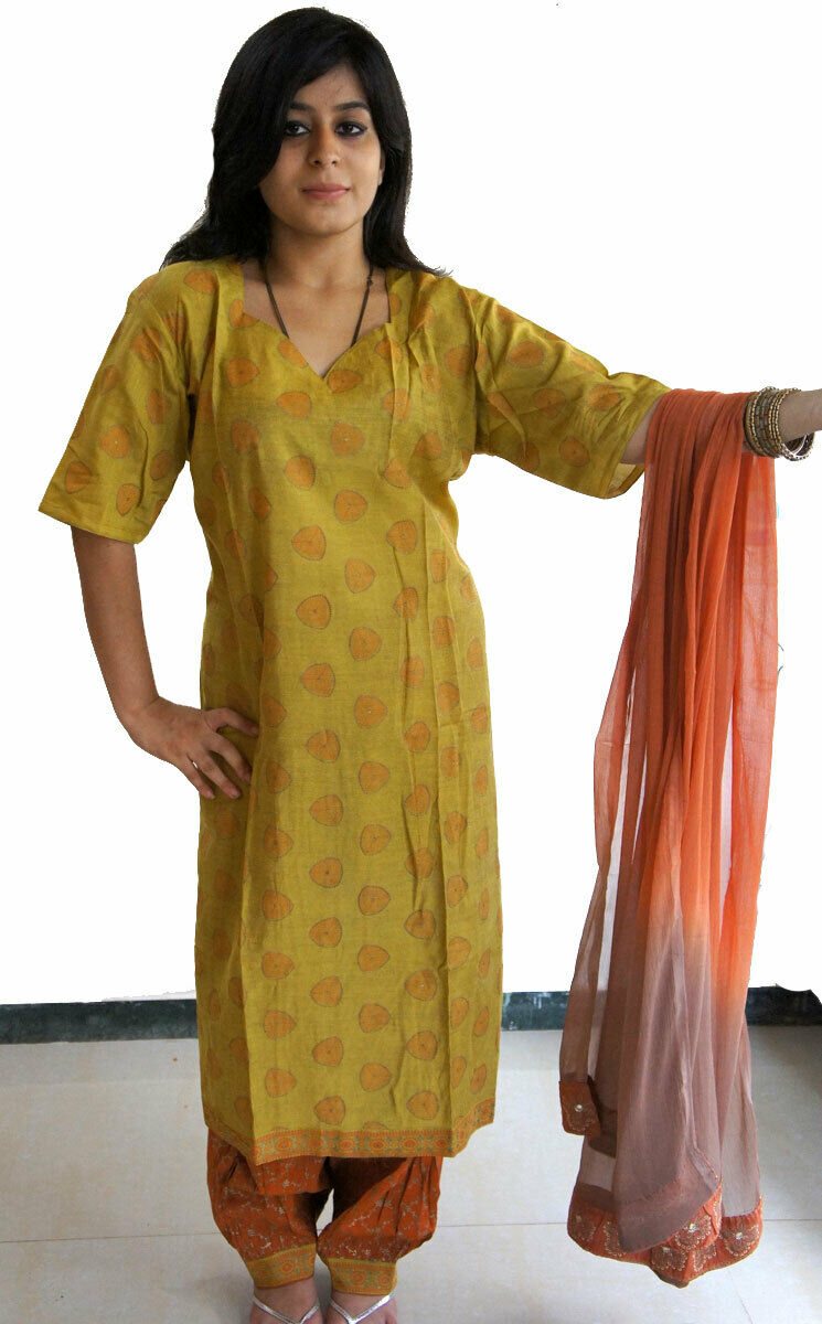 Olive Green Cotton Summer Collections Salwar kameez Chest Size 46