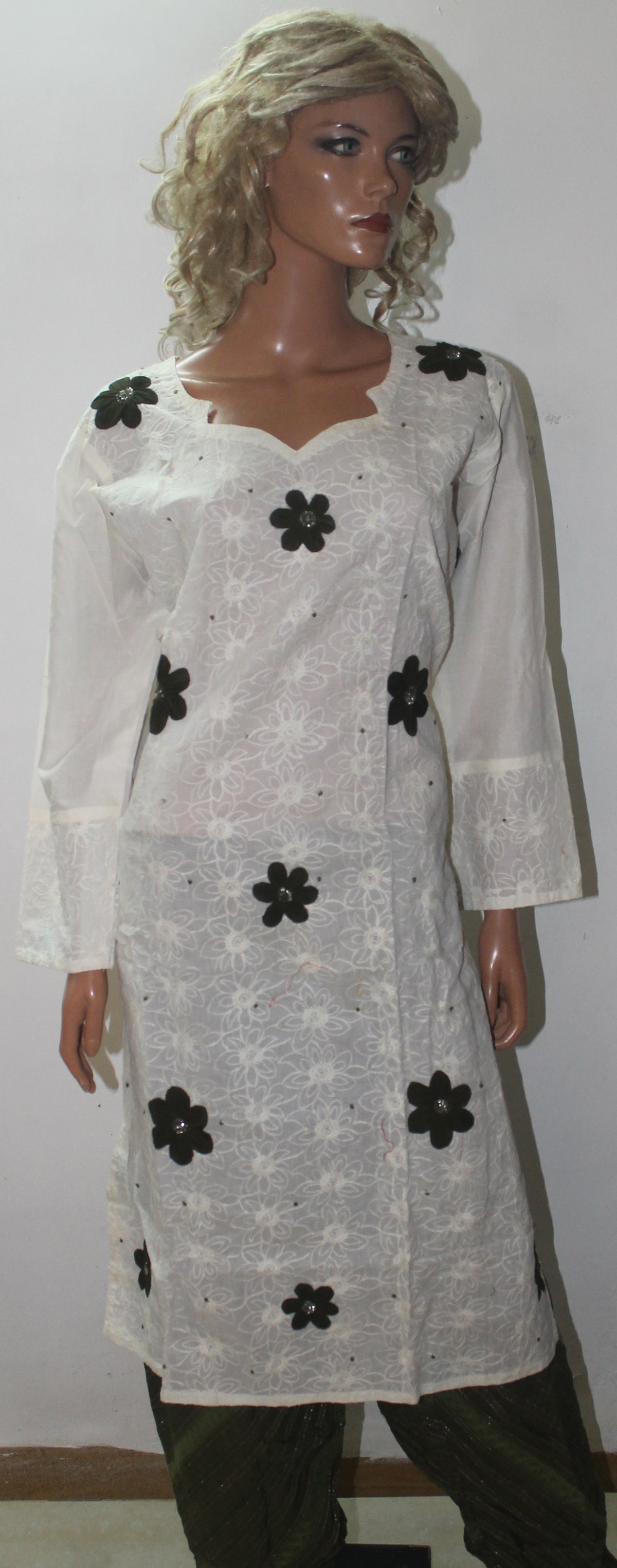 Cream Gray Cotton l Salwar kameez Dress Chest size 46