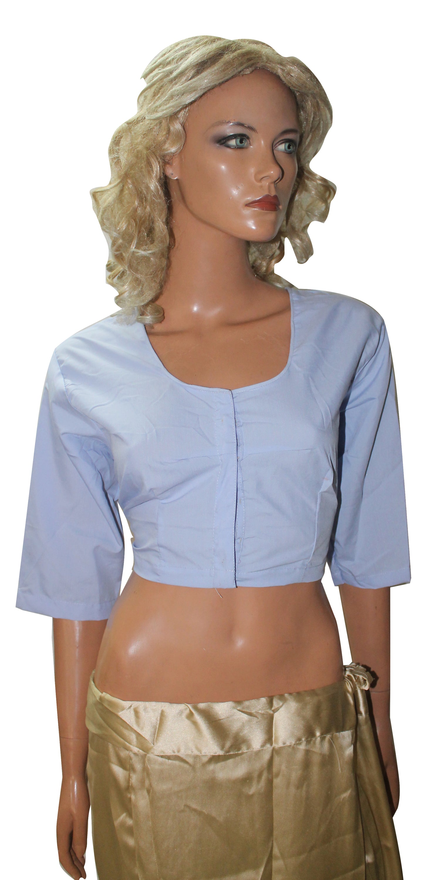 Light Blue Sari Choli Blouse Crop Top Chest 44