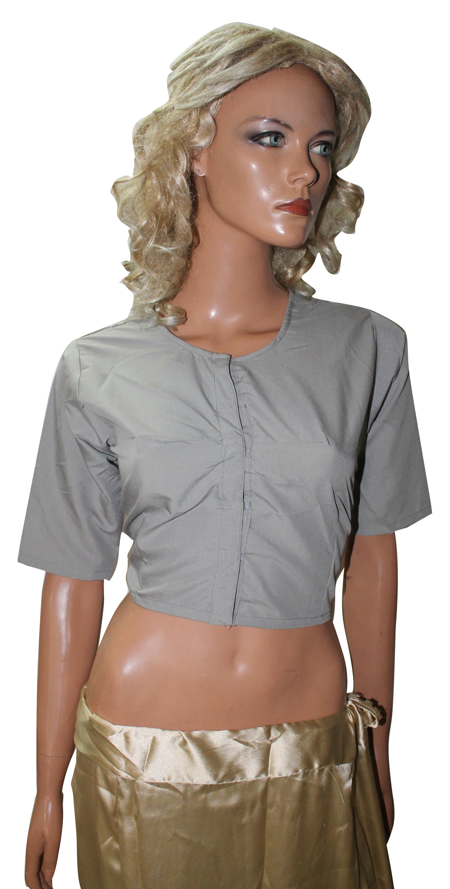 Gray Designer Saree Choli Blouse Crop Top Chest Size 40