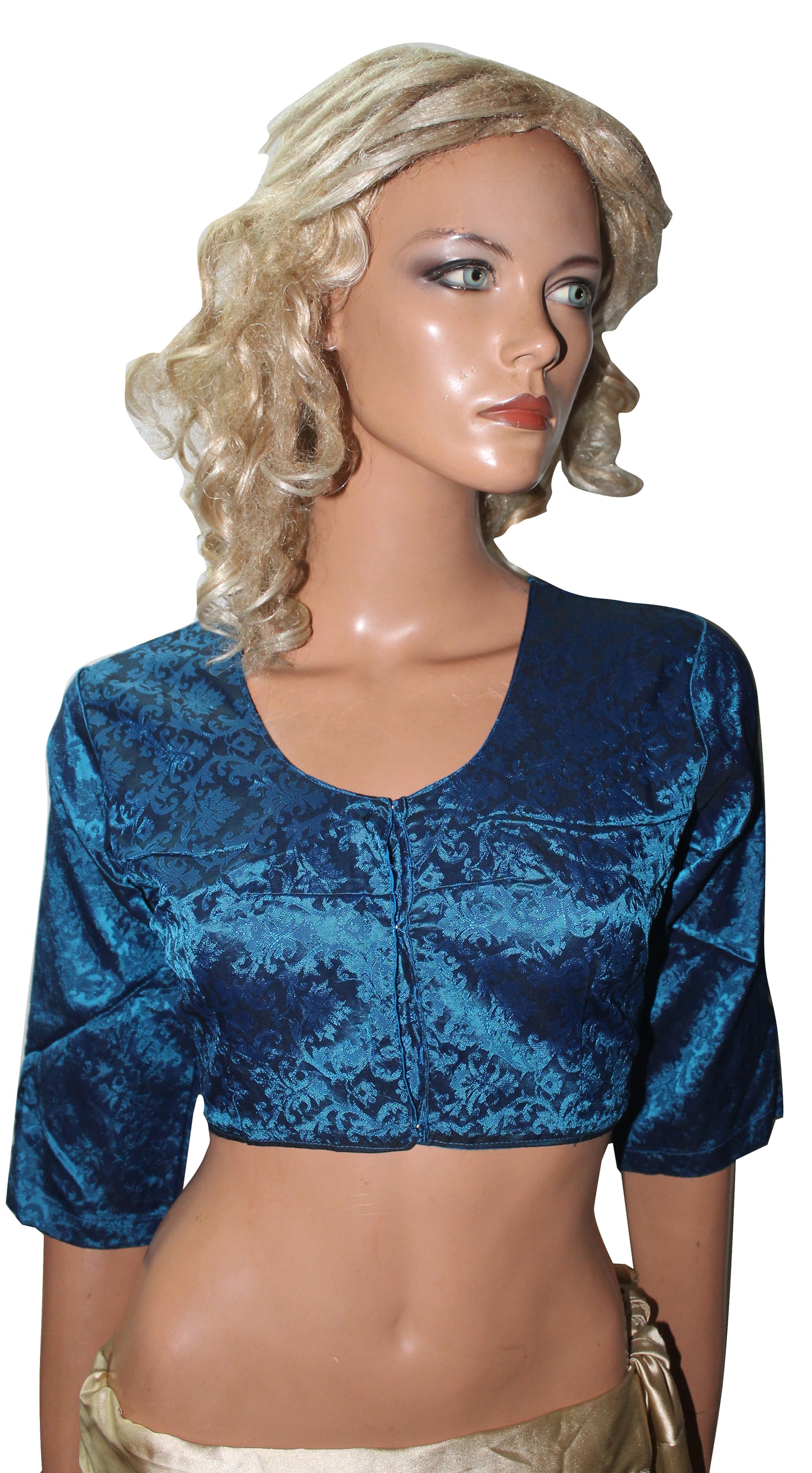 Blue Sari Choli Blouse Crop Top Chest Size 38